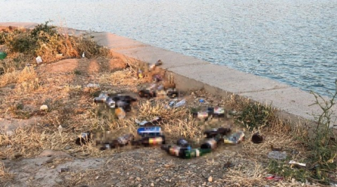 Vatandaşlardan piknik alanındaki içki şişelerine tepki