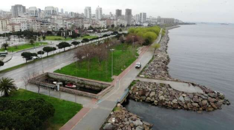 Korona virüs nedeniyle boş kalan İstanbul’un sahilleri havadan görüntülendi