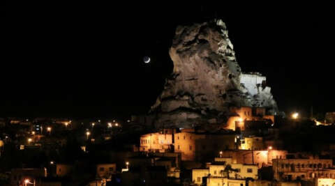Kapadokya Bölgesinin gece görüntüsü hayran bıraktı