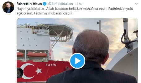 Fahrettin Altun, Fatih sondaj gemisinin uğurladığı anları paylaştı
