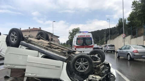 (Özel) Maltepe’de otomobil takla attı: 1 yaralı