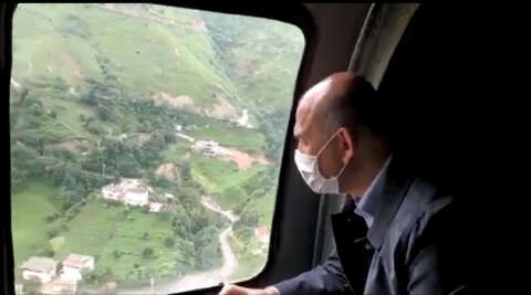 İçişleri Bakanı Soylu, afet bölgelerini havadan inceledi