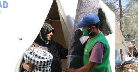Afrin’de 250 aileye halı ve battaniye yardımı