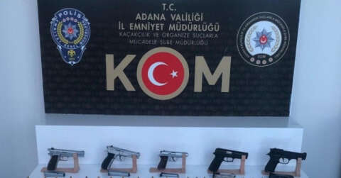 Adana’da 5 adet ruhsatsız tabanca ele geçirildi