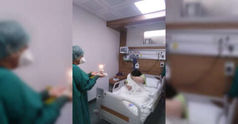 Down sendromlu korona hastasına doğum günü sürprizi