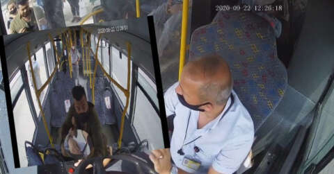 Bursa'da maskesiz yolcu ile şoför kavgası kamerada