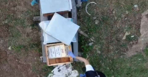 Polis drone ile takip edip arı kovanını içinde uyuşturucu ve silah ele geçirdi