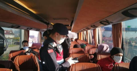 Kuzey Marmara Otoyolu’nda şehirlerarası otobüslere covid denetimi