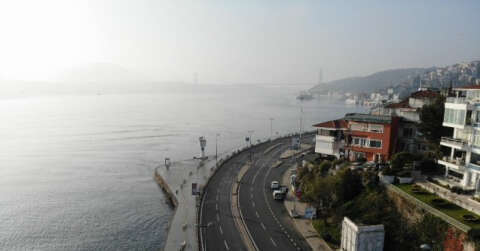 Sessizliğin hakim olduğu Bebek Sahili havadan görüntülendi