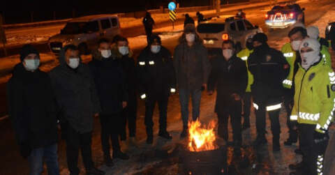 Yılbaşı gecesi eksi 25 derecede kolluk kuvvetleri görev başında