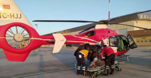 Ambulans helikopter hastalar için havalandı