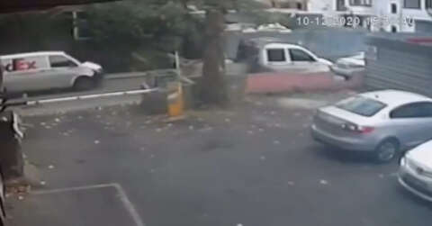 (Özel) Kadıköy’de park halindeki kamyonetten karot makinesinin çalınması kamerada