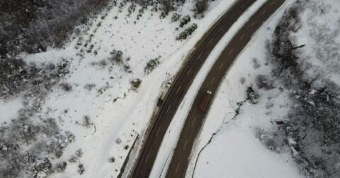 Bartın’da eşsiz kar manzarası drone ile havadan görüntülendi