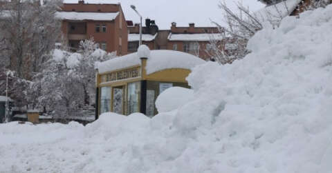 Bitlis’te otobüs durakları ve tek katlı evler karda kayboldu