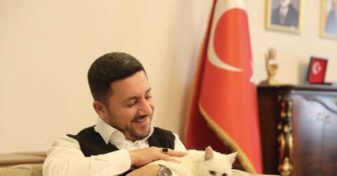 Nevşehir Belediye Başkanı Arı, bir ayağı olmayan sokak kedisini sahiplendi