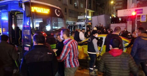 Özel halk otobüsü ile ticari taksi çarpıştı: 3 yaralı