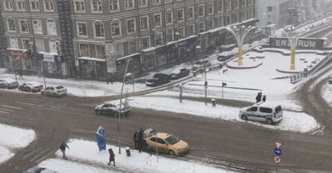Erzurum’da kış geri döndü
