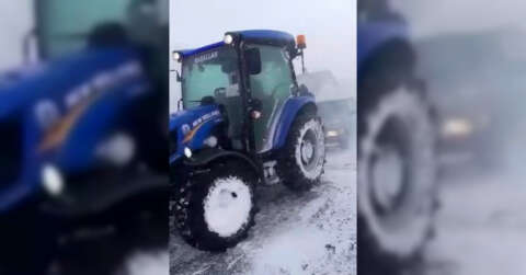 Aracıyla tipide mahsur kalan şahsı köylüler kurtardı