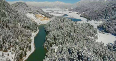 Kahramanmaraş’ta kartpostallık kar manzaraları