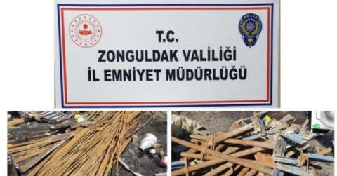 Tünel inşaatından 80 adet demir kalıp tutucu ve yaklaşık 4 ton demir çalan 3 şahıs yakalandı