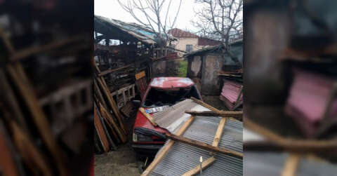 Samsun’da otomobil barakanın üzerine uçtu: 1 yaralı