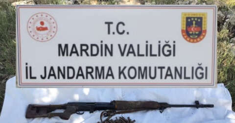 Mardin’de teröristlere ait keskin nişancı tüfeği ele geçirildi