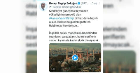 Cumhurbaşkanı Erdoğan’dan Ayasofya paylaşımı