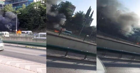 Bursa’da işçi servisi alev alev yandı, işçiler son anda kurtuldu