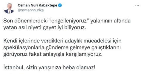 AK Parti İl Başkanı Kabaktepe’den İmamoğlu’na cevap: "En iyi bildiği iş engelleniyoruz bahanesi"