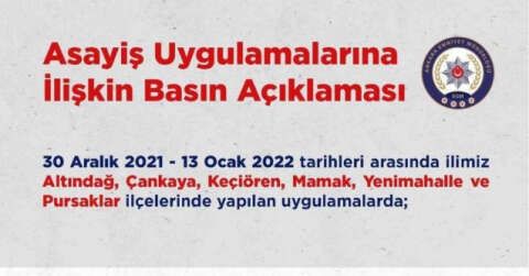 Ankara’da 2 haftalık asayiş uygulamalarında 360 kişi tutuklandı
