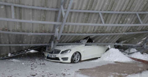Malatya’da Galericiler Sitesi’nin çatısı kardan çöktü