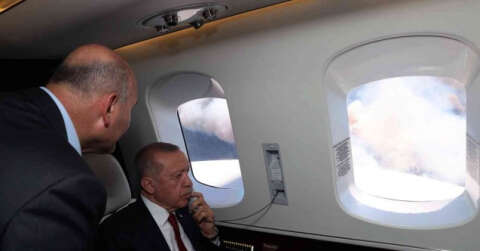 Cumhurbaşkanı Recep Tayyip Erdoğan, Marmaris’teki yangın bölgesinde havadan incelemelerde bulundu.