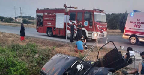 Antalya’da otomobil şarampole yuvarlandı: 5 yaralı