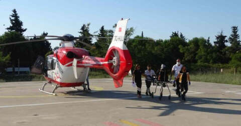 Kalp krizi geçiren kadın ambulans helikopterle hastaneye sevk edildi