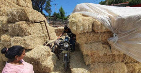 Çalıntı motosiklet 10 gün sonra saman balyalarının arasında bulundu