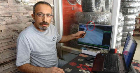 Boynuna ip dolanan koyun, bir esnaf tarafından kurtarıldı