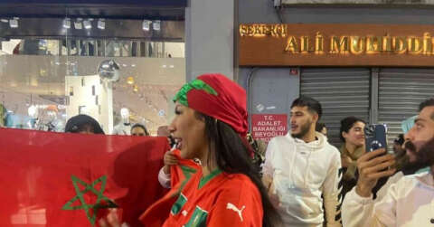 Taksim’de Fas’ın galibiyeti coşkuyla kutlandı