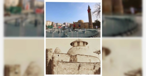 İki farklı fotoğrafta Cacabey Medresesi