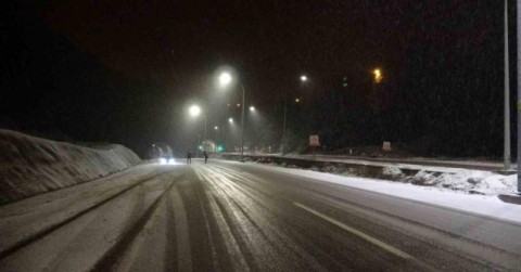 Zonguldak-Ankara Kara Yolu’nda kar yağışı etkili oldu