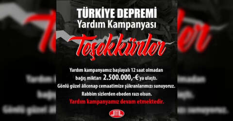 DİTİB’in Türkiye’ye yardım kampanyasında 12 saatte 2,5 milyon euro toplandı