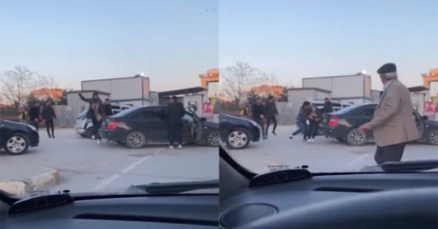 Sultanbeyli'de uçan tekmeli yol verme kavgası kamerada