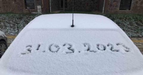 Mart ayının son günü Elazığ’a kar yağdı