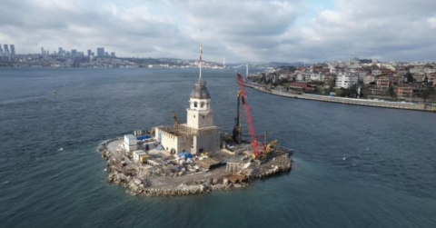 Kız Kulesi'nin son hali havadan görüntülendi