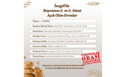 İnegöl'de Bayramın “Nöbetçi Fırın” listesi belli oldu