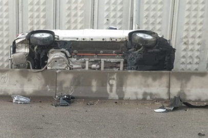 Ankara’da feci kaza: Otomobil takla attı