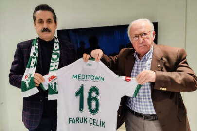 Bursaspor Başkanı Sinan Bür, Faruk Çelik'i ziyaret etti