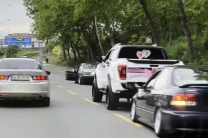 Düğün konvoyunda akıl almaz görüntü