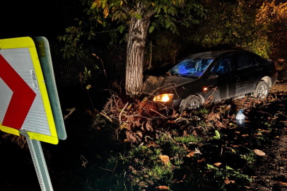 Bursa'da kontrolden çıkan otomobil ağaca çarptı: 3 kişi yaralandı