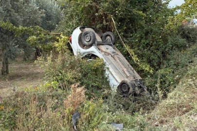 Bursa'da sollama yaparken zeytinliğe uçtu