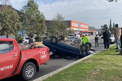 Takla atan araçtan burnu bile kanamadan çıktı